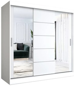 Biała szafa przesuwna z lustrem 200 cm - Ebia 6X