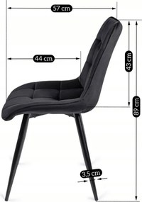 Krzesło Tapicerowane do Jadalni RIO Czarne Welurowe Nowoczesne Loft