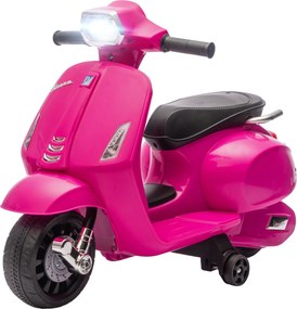 AIYAPLAY Elektryczny Motocykl Dziecięcy Vespa 6V z Bocznymi Kółkami, Reflektorami i Klaksonem, Różowy, 71 x 37 x 52 cm, Dla Dzieci 2-6 Lat | Aosom PL
