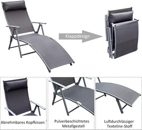 Outsunny Leżak, leżak ogrodowy, składany, regulowany, leżak, meble ogrodowe