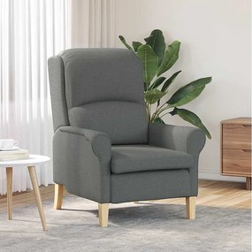 Nowoczesny Fotel Szary z Ciemnego Materiału z Ramą z Sklejki i Nogami z Mocnego Drewna Hevea