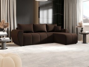 BEDANTE narożnik MOLISA L Cosmic 800 prawa brązowy z funkcją spania sofa w kształcie litery L z pojemnikiem na pościel