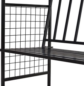 Outsunny Łuk Ogrodowy z Ławką Metalowa Brama Pergola Kratka dla Roślin Wspinających Czarny 152x58x207cm | Aosom PL