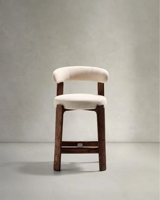 Hoker w kolorze beżowo-ciemnonaturalnym z litego drewna jesionowego (wysokość siedziska 65 cm) Granite – Kave Home