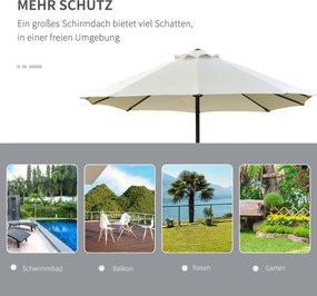 Outsunny Podwójny Parasol Ogrodowy Targowy Owalny Kremowy Biały z Korbą Ręczną 440x260cm | Aosom PL