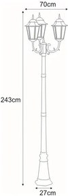 Czarna potrójna latarnia ogrodowa wysoka - 3X S349 A4-A77