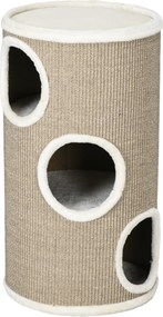 PawHut Drapak dla Kotów z Pluszu i Maty Sisalowej, Stabilny, Ø38 x 70H cm, Brązowy