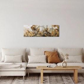 Obraz - Abstrakcyjny kwiatowy obraz (z zegarem) (90x30 cm)