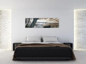 Obraz łodzi na jeziorze (170x50 cm)