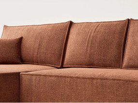 Rozkładany/ze schowkiem narożnik z tkaniny szenilowej (lewostronny/z szezlongiem) w kolorze miedzi Maze – Maison de Rêve