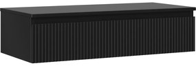 Mexen Rivel szafka łazienkowa podumywalkowa 100 cm z blatem, 1 szuflada, ryflowana , czarna mat - 91A20-10023-1-BFC71