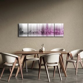 Obraz - Panorama miasta, różowo-  szara (170x50 cm)