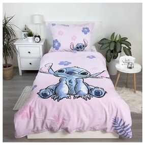 Jasnoróżowa bawełniana pościel dziecięca jednoosobowa 140x200 cm Lilo &amp; Stitch "Pink" – Jerry Fabrics