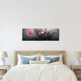 Obraz czerwonych abstrakcyjnych kul (z zegarem) (90x30 cm)