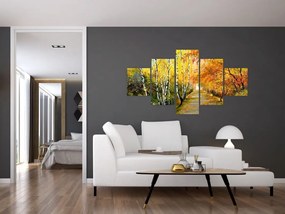 Obraz - Romantyczna aleja wzdłuż wody, obraz olejny (125x70 cm)