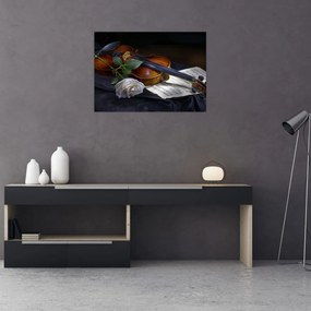 Obraz - Róże i skrzypce (70x50 cm)