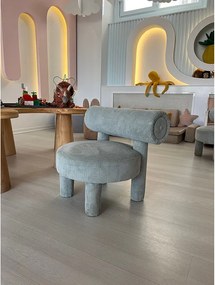 Elegancki fotel, niebieski, 39 x 58 x 39 cm | Stelaż: 100% drewno karpiowe, tkanina: 100% poliester | Wygodny design do salonu i biura