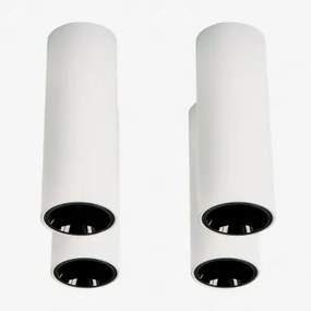 Pack 4 Okrągłych Sufitowych Opraw Led O Średnicy Ø5,7 Cm Z Aluminium Luisiana Biała Ciepła 2700 K & Biały - Czarny & 6 W & 23º - Sklum
