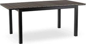 Zestaw Mebli Ogrodowych Stół ARGOS 140-180 cm Ciemnoszary Dąb/Czarny i 6x Fotel FRESNO Czarny Technorattan Nowoczesny