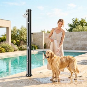 Outsunny Solarny prysznic 40L z ręczną słuchawką, deszczownicą i kranem, regulacja temperatury | Aosom PL