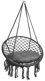 Ciemnoszary wiszący fotel KOLUMBIA z poduszką