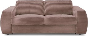 Różowa sztruksowa sofa do spania/rozkładana 240 cm Hugo – Bobochic Paris