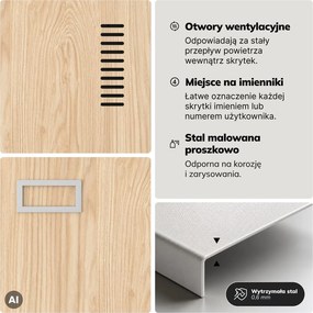Szafa socjalna czterokomorowa Eco Design Kacper 80x50x180 cm, szary/dąb sonoma