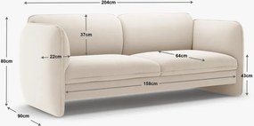 Kremowa sofa z tkaniny szenilowej 204 cm Georgia – Micadoni