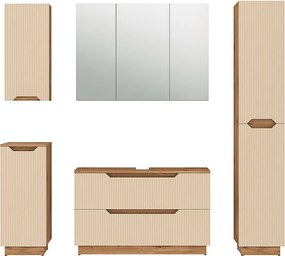Zestaw mebli łazienkowych dąb/kaszmir w paski 99.4x32x62.5 lotta