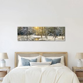 Obraz - Domek w lesie, obraz olejny (170x50 cm)