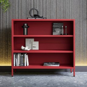 Niski regał metalowy czerwony Modern LUCA, 1000 x 900 x 350 mm