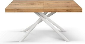 Stół drewniany, efekt dębu, podstawa biała, wym.140x90-220x90cm - CARRARA