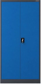 Dwudrzwiowa szafa aktowa z sejfem Tomasz, 90x45x185 cm, antracyt/niebieski