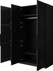 Szafa Asha 150 cm z metalowymi uchwytami - czarny mat / czarne uchwyty