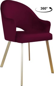 Krzesło Velvet tkanina Welur noga metalowa : Kolor nogi - Złota profil, Kolor tkaniny - VELVET - MG02, Typ siedziska - Siedzisko obrotowe 360°