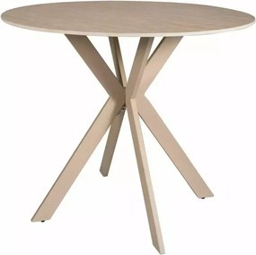 Okrągły stół jadalniany TALIA 90 cm z ceramicznym blatem z trawertynu, beżowy