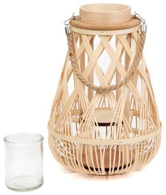 Lampion RADIANT pleciony z pojemnikiem na świece naturalny 35 cm  HOMLA