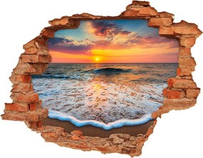 Dziura 3d w ścianie naklejka Zachód nad morzem