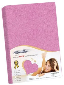 Prześcieradło frotte Kamilka różowy, 120 x 200 cm