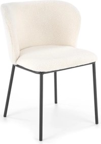 Kremowe krzesło do jadalni K518 z tkaniny bouclé