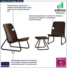 Brązowy technorattanowy zestaw mebli na balkon R1-K98