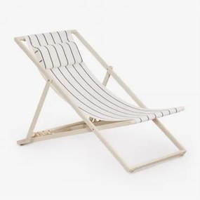 Składana Hamakowa Huśtawka Stalowa Z Poduszką Jensy Kremowa Tapioca - Dark Blue - Sklum