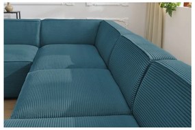 Ciemnoniebieski sztruksowy narożnik modułowy (lewostronny/w kształcie litery U) Megeve – Bobochic Paris