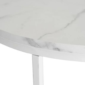 Stolik Kawowy z Półką BEST 70 cm Biały Marmur/Biały Nowoczesny