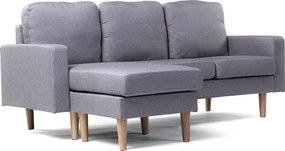 Kanapa narożna "Gabby" z weluru - Prawostronna lub lewostronna (możliwość zmiany położenia narożnika) - 3 miejsca - Jasnoszara