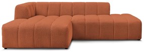 Narożnik z materiału bouclé (lewostronny/z szezlongiem) w kolorze terakoty Annecy – Bobochic Paris