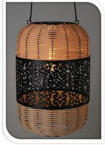 Lampion solarny, elementy z plecionki i dekoracyjny ornament, Ø 24 x 36 cm
