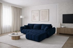 Narożnik z funkcją spania i pojemnikiem TOKYO PREMIUM, tkanina Monolith, Ciemnoniebieski, Prawy