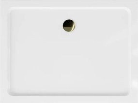 Mexen Flat brodzik prostokątny slim 110 x 80 cm, biały, syfon złoty - 40108011G