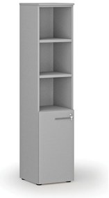 Szafa biurowa kombinowana PRIMO GRAY, drzwi na 2 poziomach, 400 x 420 x 1781 mm, szary
